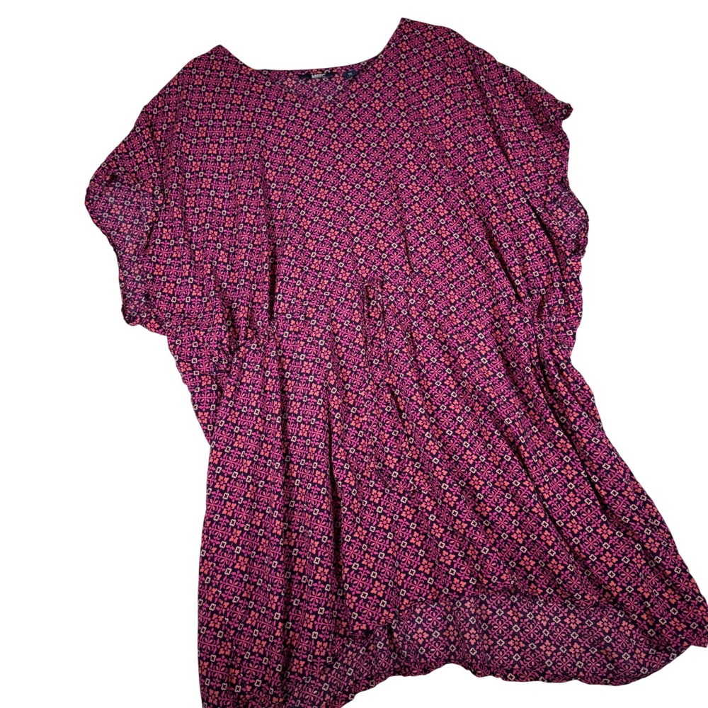 Lands End Pink Purple Floral Modal Swim Cover Up Dress Womens 1X‎ | 16W
